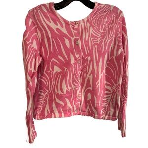 Lilly Pulitzer Girls Pink & White Cardigan Button Up Size 6
